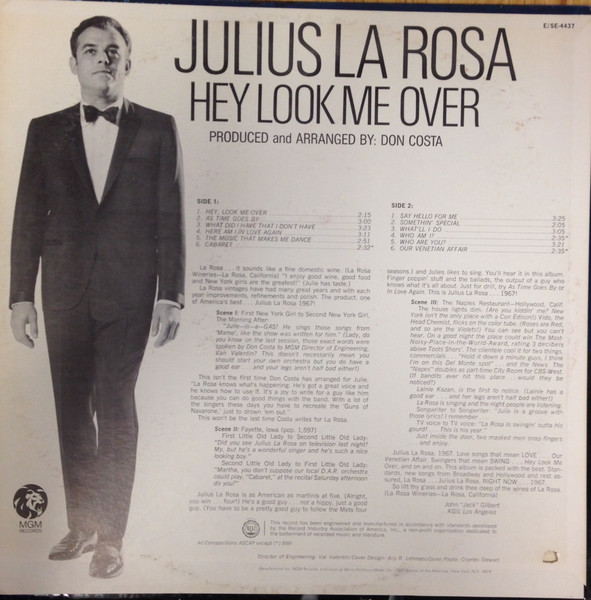 Julius La Rosa - Hey Look Me Over - Used Vinyl Record image 2