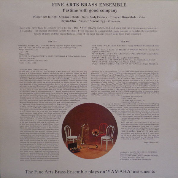 Fine Arts Brass Ense - Pastime With Good Company - Used Vinyl Record image 2