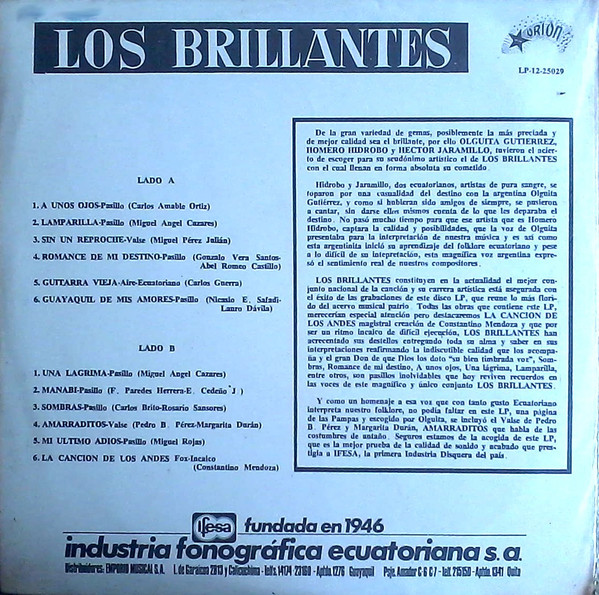 Los Brillantes - Hits De Oro - Used Vinyl Record image 2