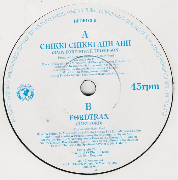 Baby Ford - Chikki Chikki Ahh Ahh - Used Vinyl Record 7" image 4
