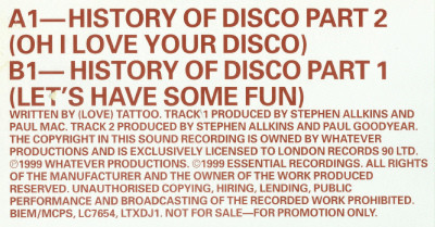 [Love] Tattoo - History Of Disco - Used Vinyl Record 12" image 2