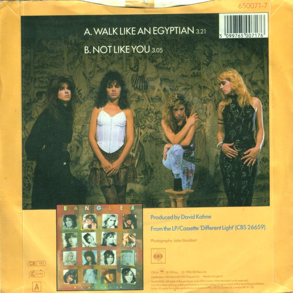 Bangles - Walk Like An Egyptian - Used Vinyl Record 7" image 2