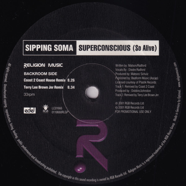 Sipping Soma - Superconscious (So Alive) - Used Vinyl Record image 4