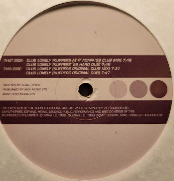 Sam Ellis - Club Lonely (The Eric Kupper Mixes) ‎ - Used Vinyl Reco image 2