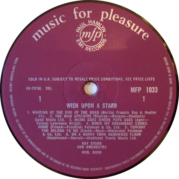 Kay Starr - Wish Upon A Starr - Used Vinyl Record image 3