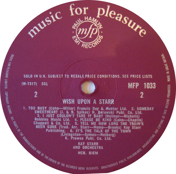 Kay Starr - Wish Upon A Starr - Used Vinyl Record image 4