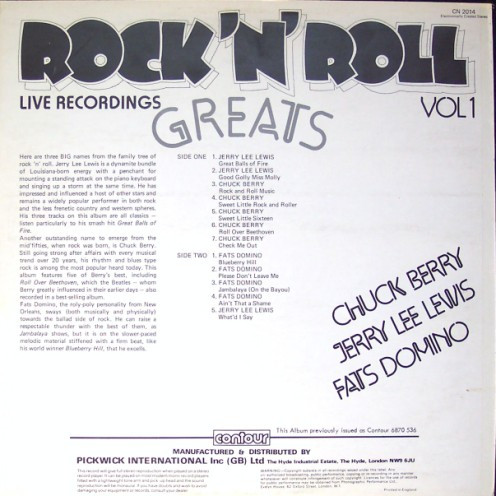 Various - Rock 'N' Roll Greats Vol 1 - Used Vinyl Record image 2