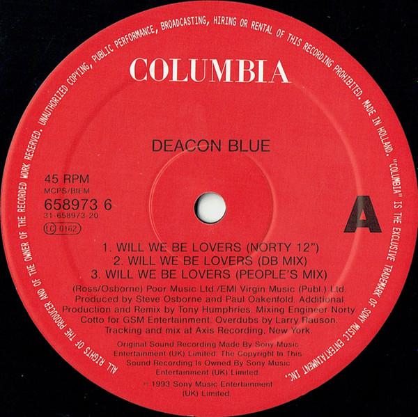 Deacon Blue - Will We Be Lovers - Used Vinyl Record 12" image 3