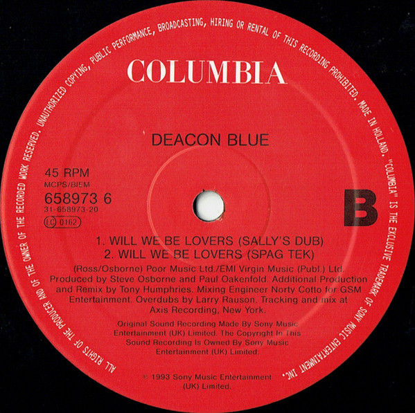 Deacon Blue - Will We Be Lovers - Used Vinyl Record 12" image 4