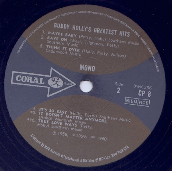 Buddy Holly - 's Greatest Hits - Used Vinyl Record image 4