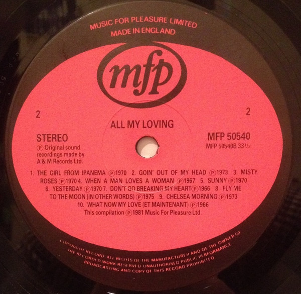 Various - All My Loving (20 Easy Listening Songs Of Love) - Used Viny image 4