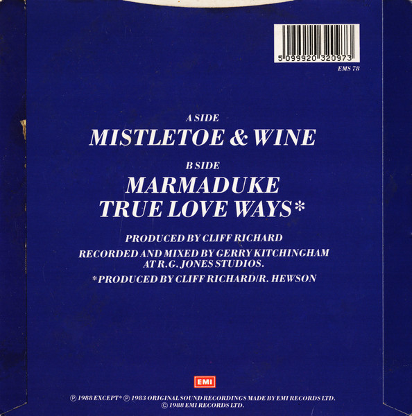 Cliff Richard - Mistletoe & Wine - Used Vinyl Record 7" image 2