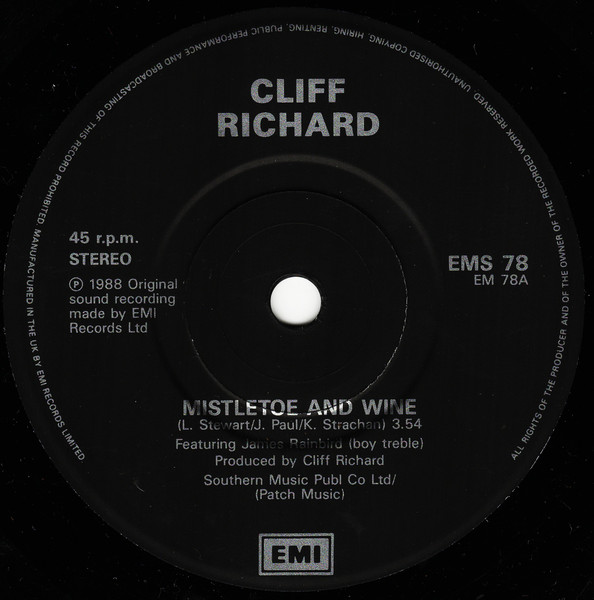 Cliff Richard - Mistletoe & Wine - Used Vinyl Record 7" image 3