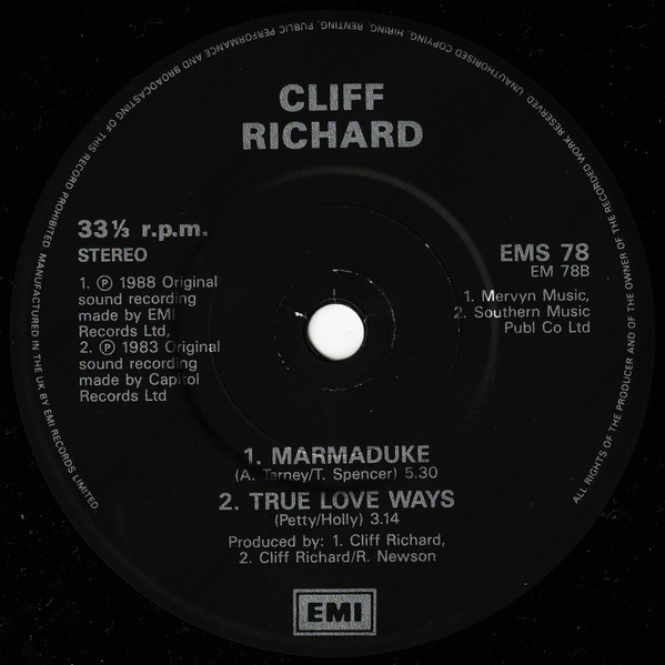 Cliff Richard - Mistletoe & Wine - Used Vinyl Record 7" image 4