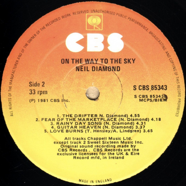 Neil Diamond - On The Way To The Sky - Used Vinyl Record image 4