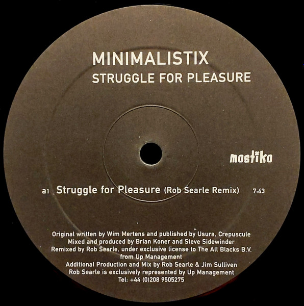 Minimalistix - Struggle For Pleasure - Used Vinyl Record 12" image 2