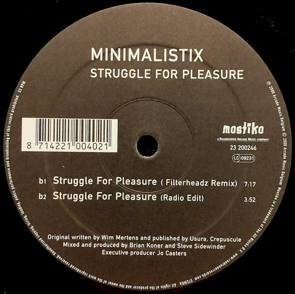 Minimalistix - Struggle For Pleasure - Used Vinyl Record 12" image 3