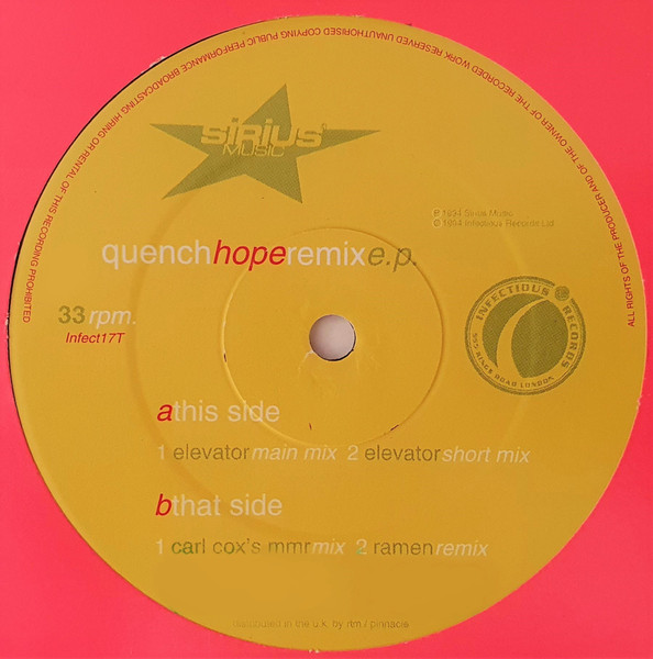 Quench - Hope Remix E.P. - Used Vinyl Record 12" image 2