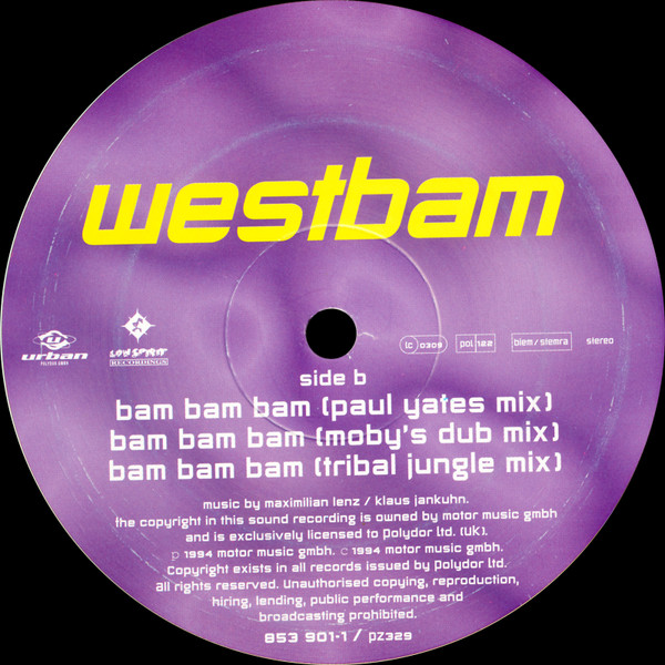 WestBam - Bam Bam Bam - Used Vinyl Record 12" image 4