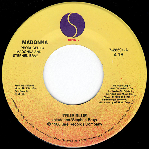 Madonna - True Blue - Used Vinyl Record 7" image 3