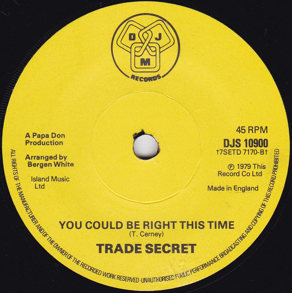 Trade Secret - Baby Put Your Heart In It - Used Vinyl Record 7" image 2