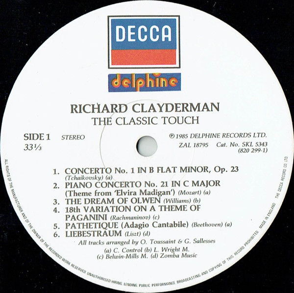 Richard Clayderman - Classic Touch - Used Vinyl Record image 2