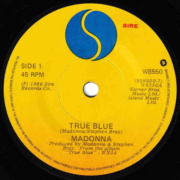 Madonna - True Blue (Remix) - Used Vinyl Record 7" image 3