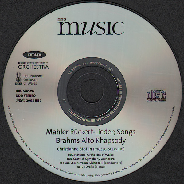 Gustav Mahler - Rückert-Lieder / Alto Rhapsody - Used CD image 3