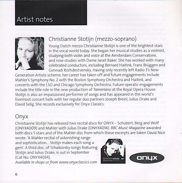 Gustav Mahler - Rückert-Lieder / Alto Rhapsody - Used CD image 9