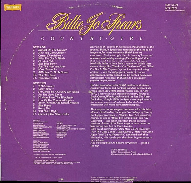 Billie Jo Spears - Country Girl - Used Vinyl Record image 2