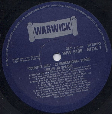 Billie Jo Spears - Country Girl - Used Vinyl Record image 3