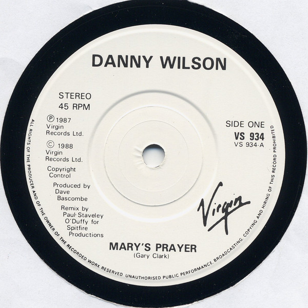 Danny Wilson - Mary's Prayer - Used Vinyl Record 7" image 3