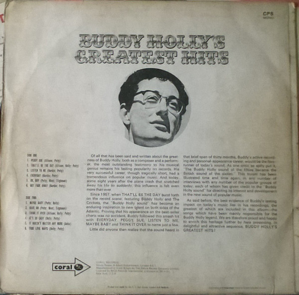 Buddy Holly - Greatest Hits - Used Vinyl Record image 2