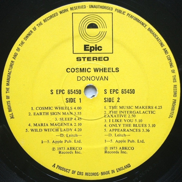 Donovan - Cosmic Wheels - Used Vinyl Record image 3
