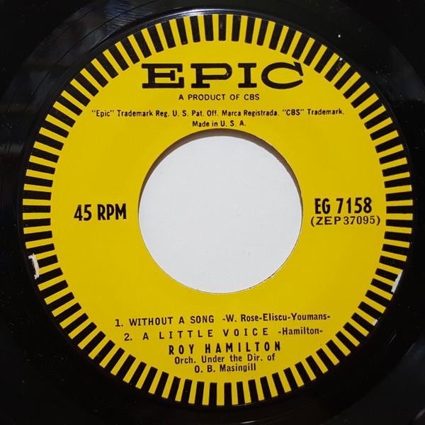 Roy Hamilton - Without A Song - Used Vinyl Record 7" image 2