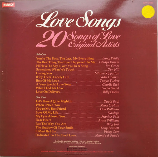 Various - Love Songs - Used Vinyl Record image 2
