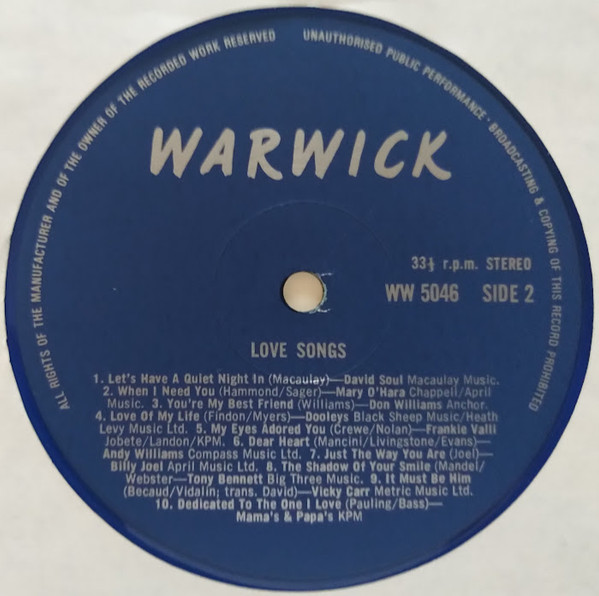 Various - Love Songs - Used Vinyl Record image 4