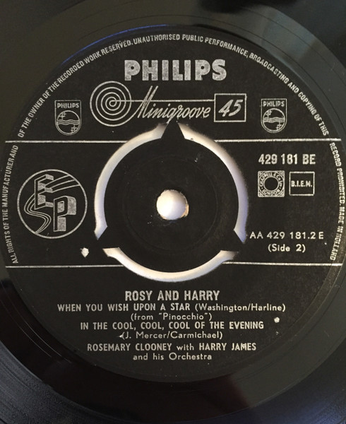 Rosemary Clooney - Rosy And Harry - Used Vinyl Record 7" image 3