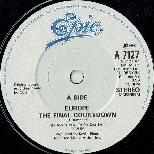 Europe - Final Countdown b/w Broken Wings - Used Vinyl Record 7" image 3