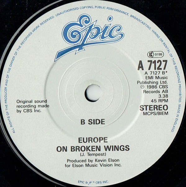 Europe - Final Countdown b/w Broken Wings - Used Vinyl Record 7" image 4