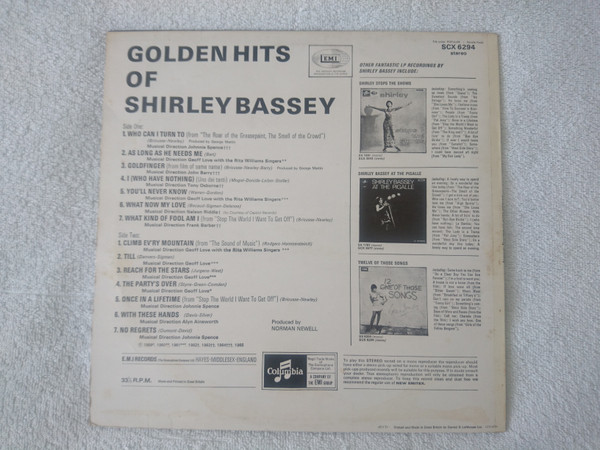 Shirley Bassey - Golden Hits Of - Used Vinyl Record image 2