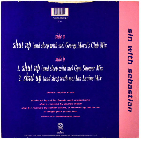 Sin With Sebastian - Shut Up (And Sleep With Me) - Used Vinyl Record image 2