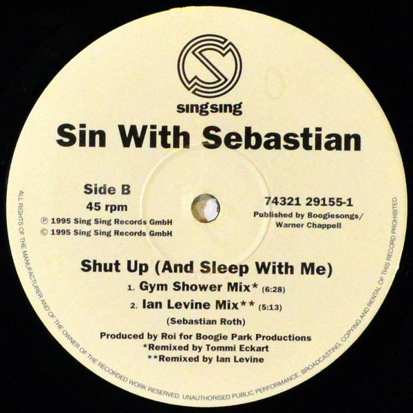 Sin With Sebastian - Shut Up (And Sleep With Me) - Used Vinyl Record image 4