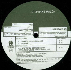 Stephane Malca - Next To You - Used Vinyl Record 12" image 2