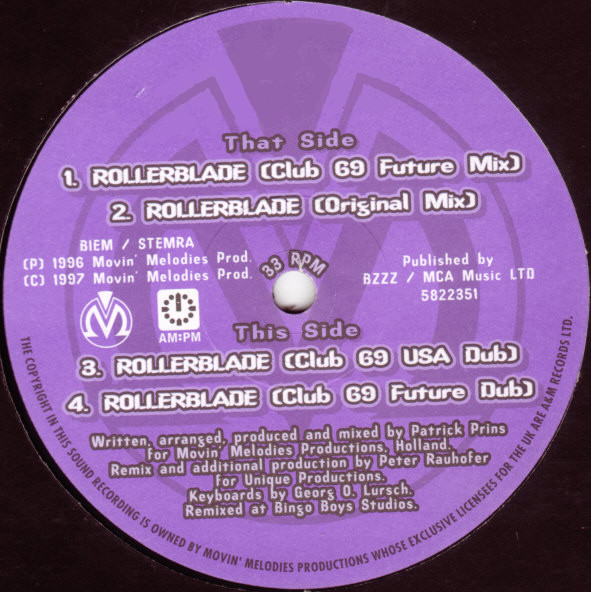 Movin' Melodies - Rollerblade - Used Vinyl Record 12" image 4