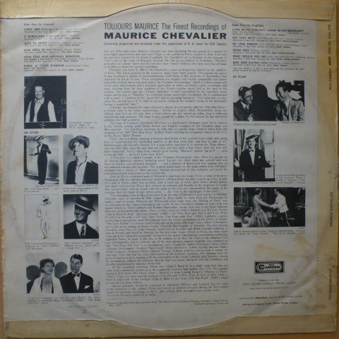 Maurice Chevalier - Toujours Maurice - Used Vinyl Record image 2