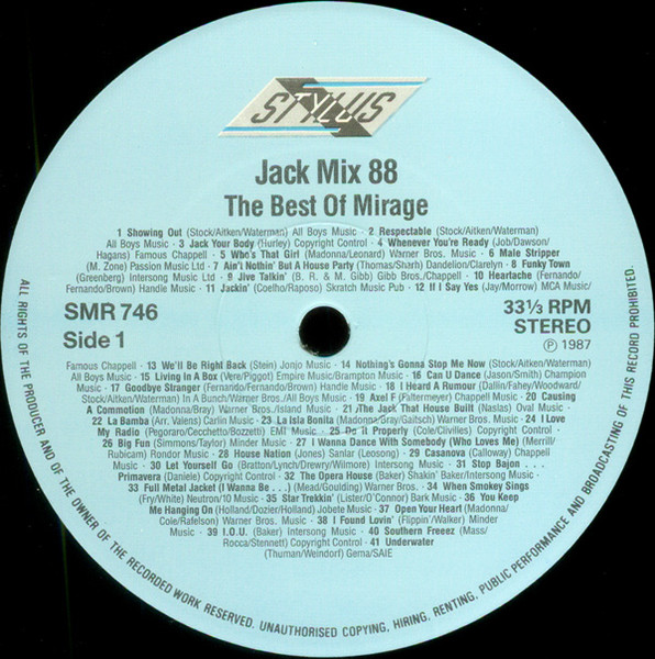 Mirage - Jack Mix 88 - The Best Of  - 88 Non Stop Hits - Used Vinyl R image 3