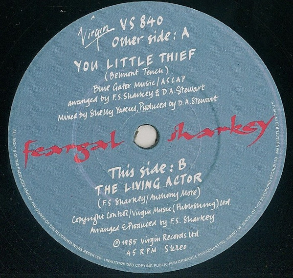 Feargal Sharkey - You Little Thief - Used Vinyl Record 7" image 5