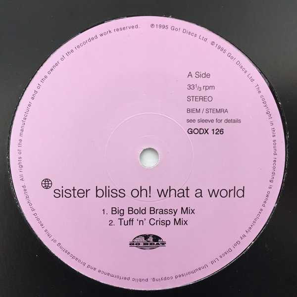 Sister Bliss - Oh! What A World - Used Vinyl Record 12" image 3