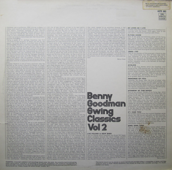 Benny Goodman - Swing Classics 2 - Used Vinyl Record image 2
